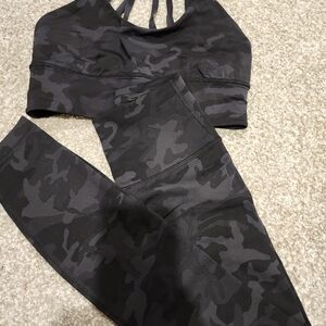 Lululemon Black Camouflage Sports Bra and Leggings Set
